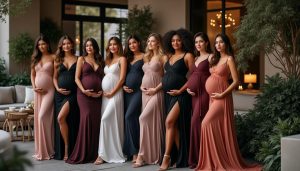 découvrez des idées et inspirations de looks de soirée élégants et confortables spécialement conçus pour les femmes enceintes, afin de briller durant vos événements.