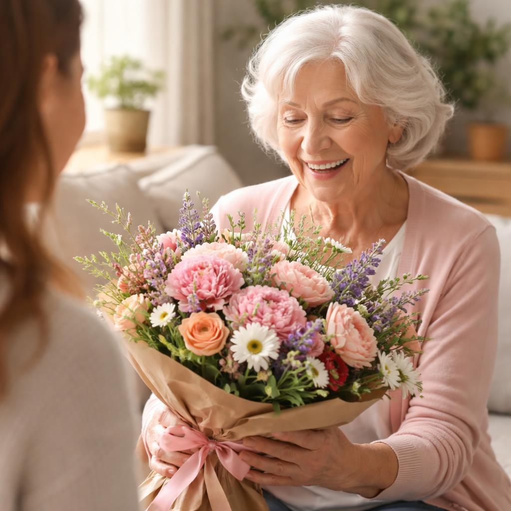 Bouquet de roses roses et pivoines blanches dans un vase en céramique sur une commode vintage