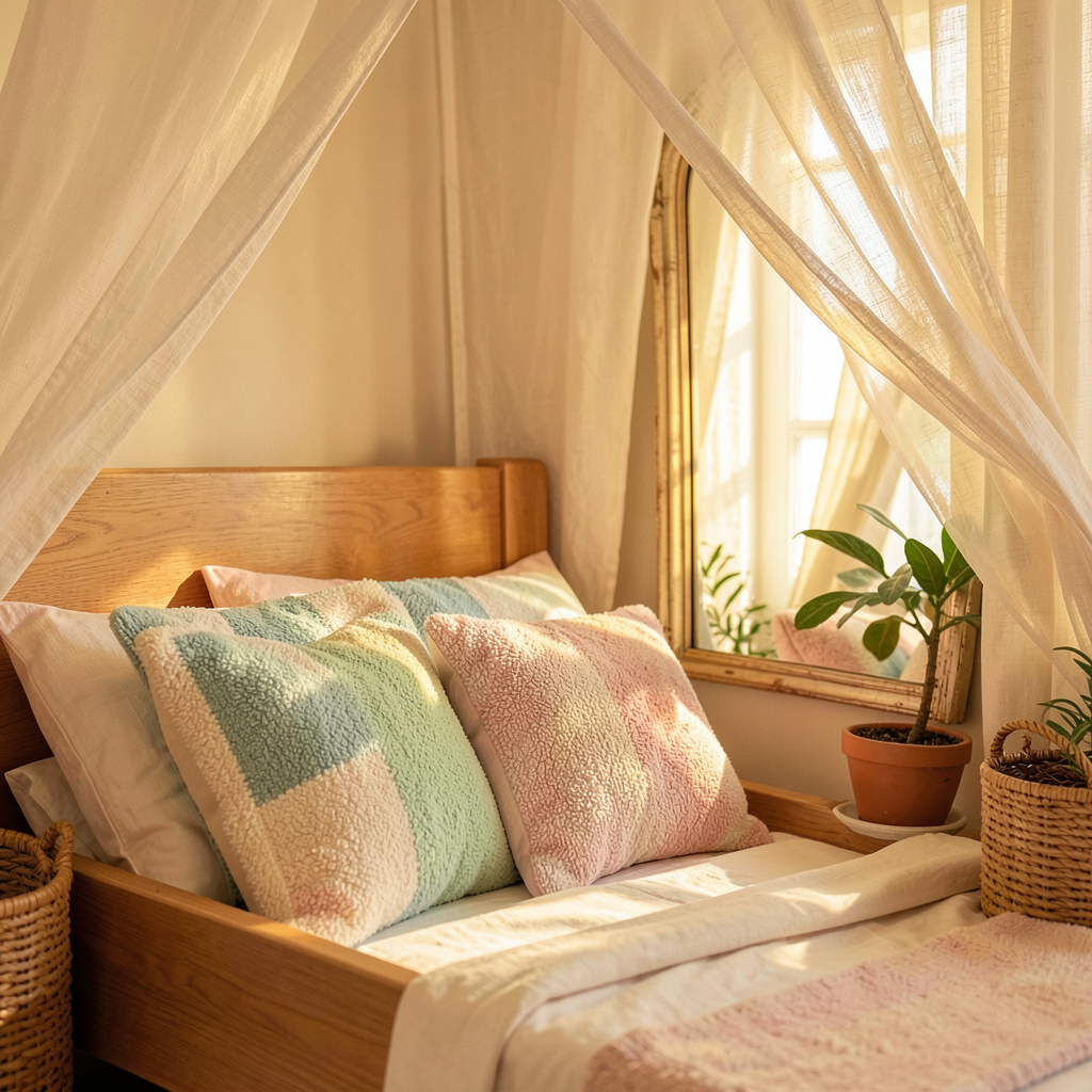Mur de chambre enfant décoré avec des motifs délicats et des couleurs douces