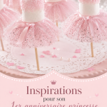 Fête d'anniversaire de princesse pour un enfant, avec décoration colorée et des thèmes enchantés.