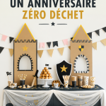 Une décoration joyeuse pour un anniversaire zéro déchet avec des éléments recyclés.