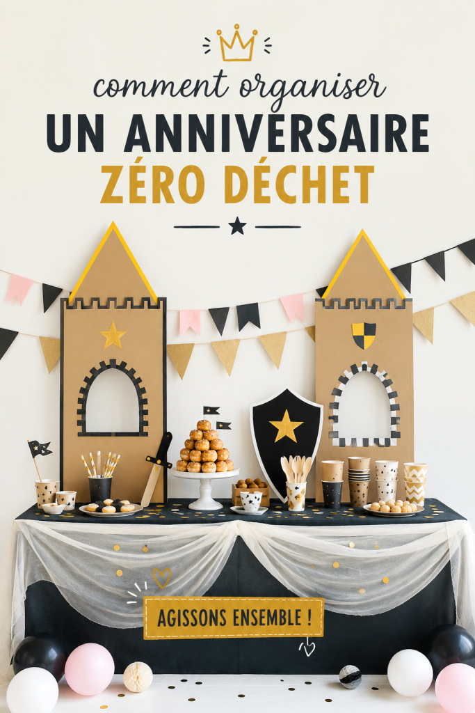 Une décoration joyeuse pour un anniversaire zéro déchet avec des éléments recyclés.