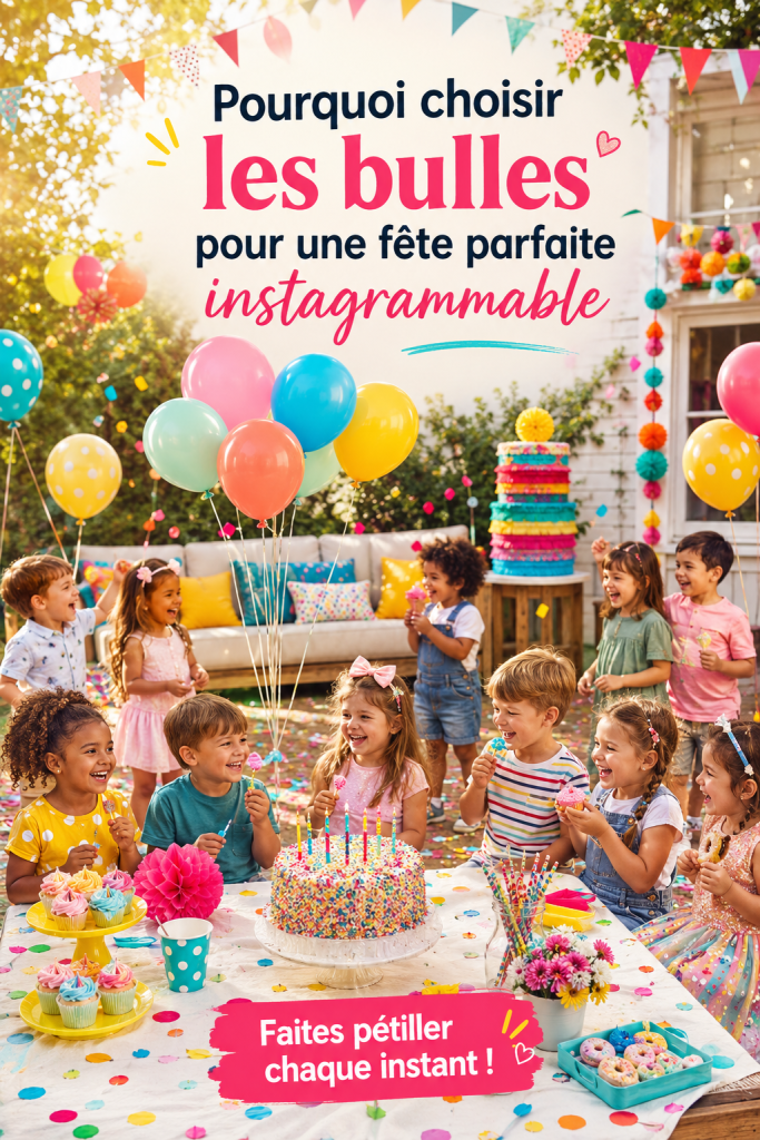 Fête d'anniversaire d'enfants avec des ballons colorés et décoratifs.