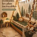 Chambre d'enfant ludique avec des murs colorés et des décorations originales.