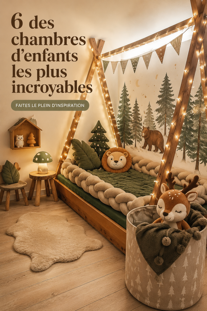 Chambre d'enfant ludique avec des murs colorés et des décorations originales.