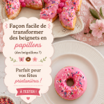 Des donuts en forme de papillon pour une fête printanière, décorés de couleurs vives.