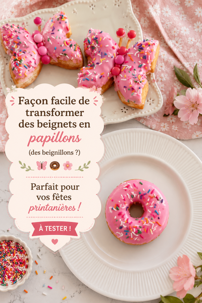Des donuts en forme de papillon pour une fête printanière, décorés de couleurs vives.