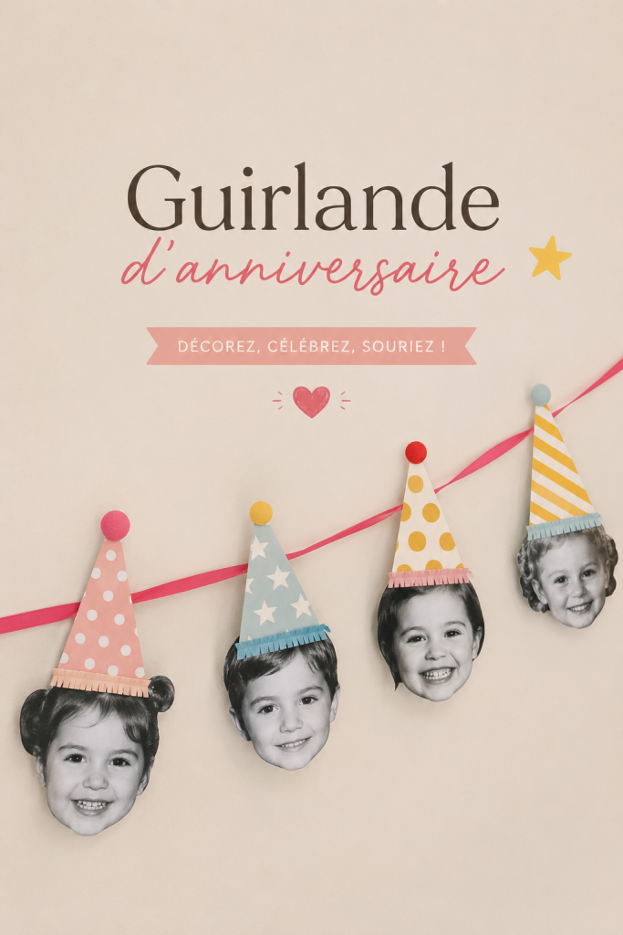 Guirlande d'anniversaire colorée avec des fanions et des ballons