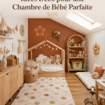 Chambre de bébé décorée avec des couleurs douces et des accessoires chaleureux, créant un espace apaisant.