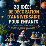 Une table décorée avec des ballons et des guirlandes pour l'anniversaire d'un enfant.