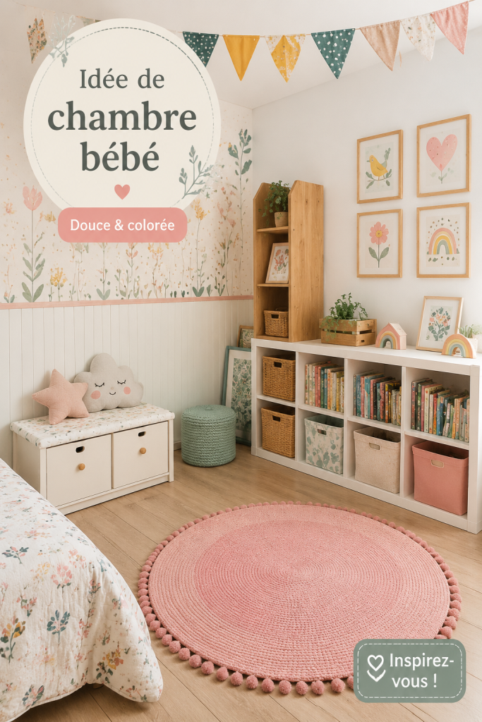 Chambre de bébé décorée avec des couleurs douces et des objets ludiques