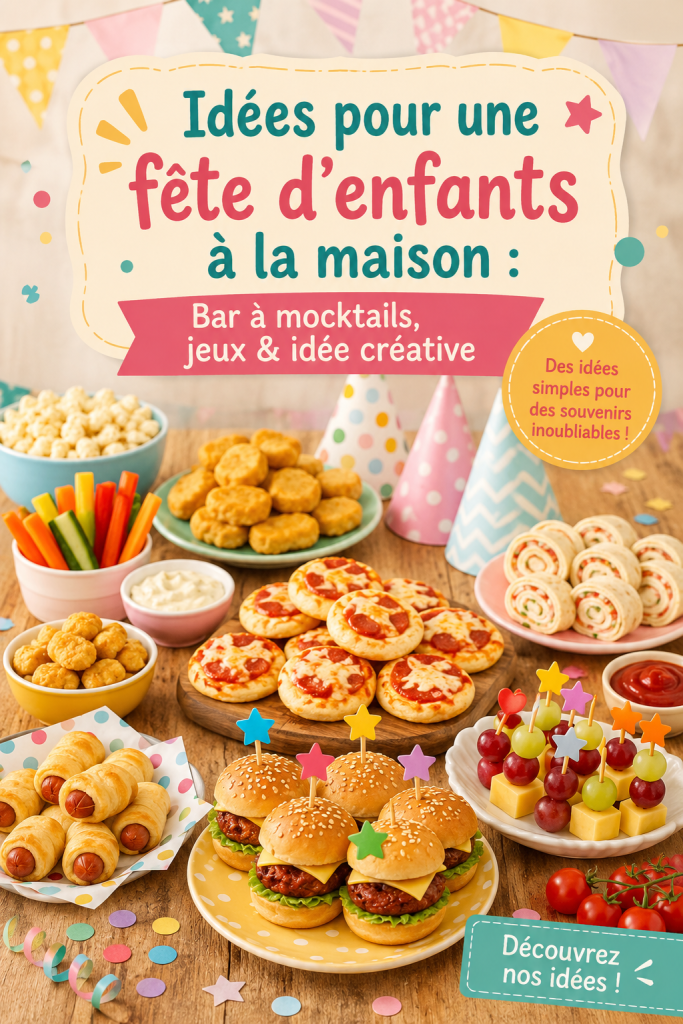Une fête d'anniversaire pour enfant avec des jeux et une bar à mocktails colorée
