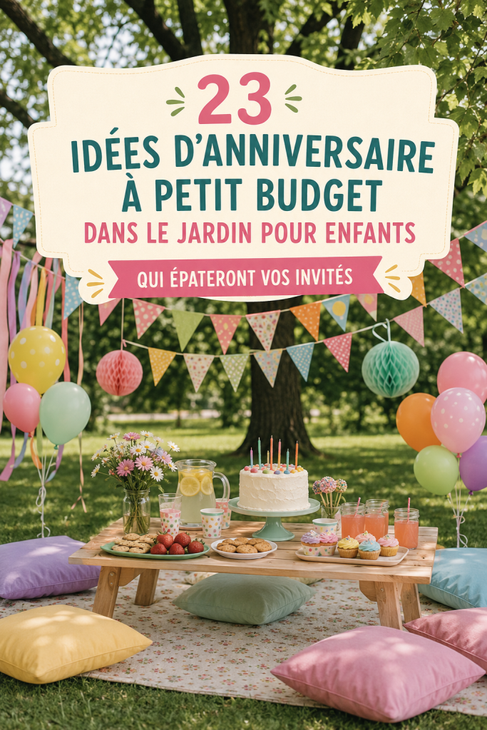 Une fête d'anniversaire colorée en extérieur avec des décorations colorées et des jeux pour enfants.