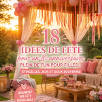 Fête d'anniversaire joyeuse pour une fille de 8 ans, avec des décorations colorées et des jeux amusants.
