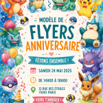 Modèle de flyer d'anniversaire coloré et festif, prêt à être personnalisé.