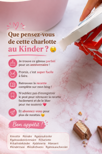 Une belle charlotte au Kinder décorée pour un anniversaire