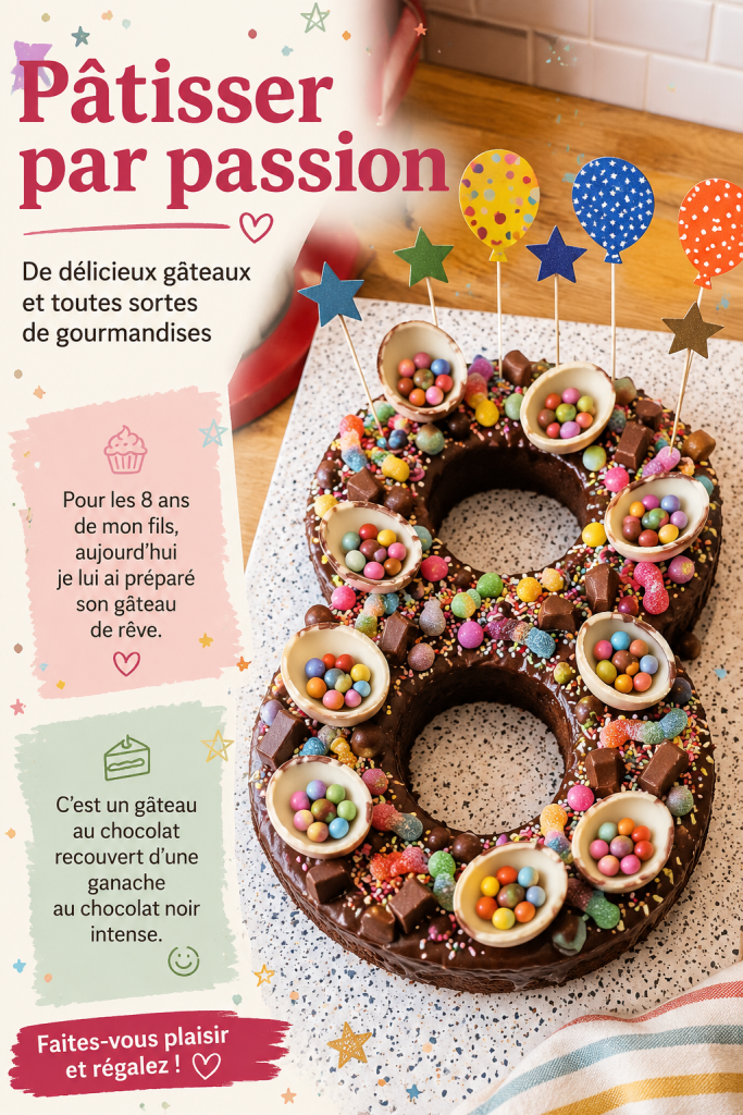 Un gâteau d'anniversaire décoré avec des couleurs vives et des bougies, idéal pour une fête familiale.