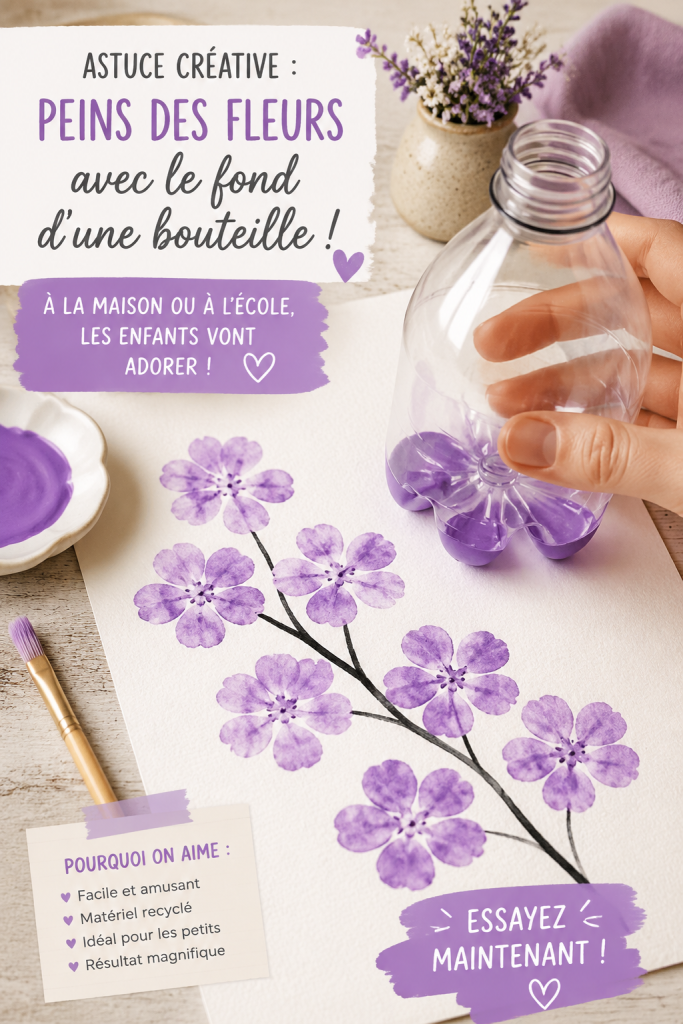 Des enfants peignant joyeusement avec des bouteilles en plastique