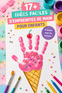 Création colorée d'un enfant avec des empreintes de mains sur une feuille.
