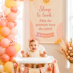 Fête d'anniversaire d'un enfant avec une décoration joyeuse et colorée.