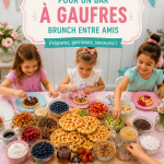 Un bar à gaufres élégant avec différentes garnitures