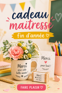 Cadeaux variés pour la maîtresse en fin d'année, montrant des options de présentations créatives.