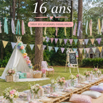 Fête d'anniversaire décorée pour des 16 ans avec ballons et lumières