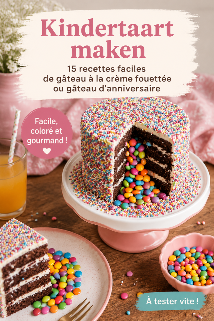 Gâteau d'anniversaire coloré fait maison avec décoration en chantilly
