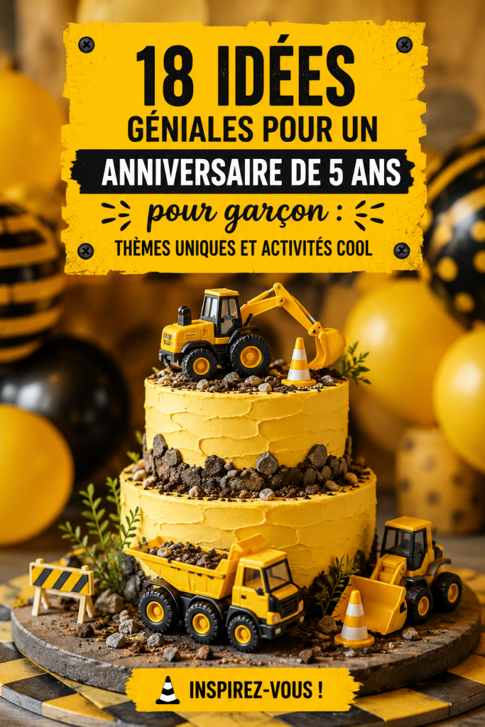 Thèmes d'anniversaire créatifs pour garçons de 5 ans avec décorations colorées.