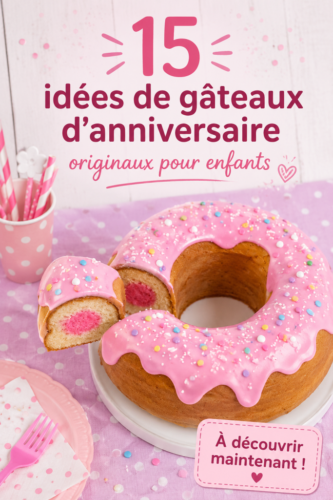 Gâteau d'anniversaire original décoré de fruits et de crème chantilly