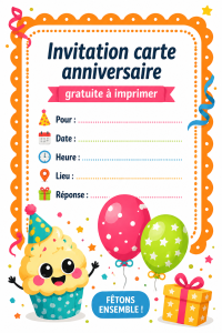 Exemples d'invitations d'anniversaire à imprimer décorées