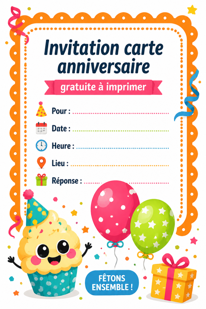Exemples d'invitations d'anniversaire à imprimer décorées