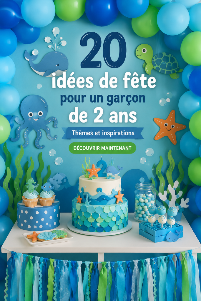 Fête d'anniversaire colorée pour un garçon de 2 ans avec des décorations à thème.