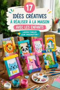 Une maman et ses enfants en train de créer des objets en papier coloré.