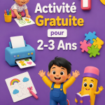 Un enfant joyeux découvrant une activité ludique imprimée à la maison.