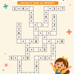 Un enfant heureux utilisant une tablette pour apprendre les mathématiques ludiquement.