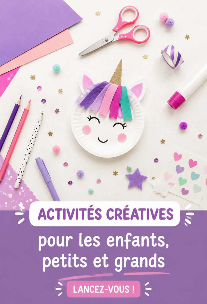 Ensemble d'activités manuelles créatives pour enfants dans un cadre familial chaleureux.