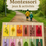 Un enfant réalisant une activité Montessori à la maison, impliqué dans un apprentissage ludique.