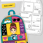 Activités de rentrée à glisser dans le sac à dos des enfants, illustration colorée.