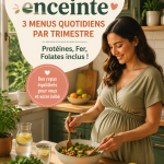 Menus équilibrés pour femmes enceintes comprenant protéines, fer et folates