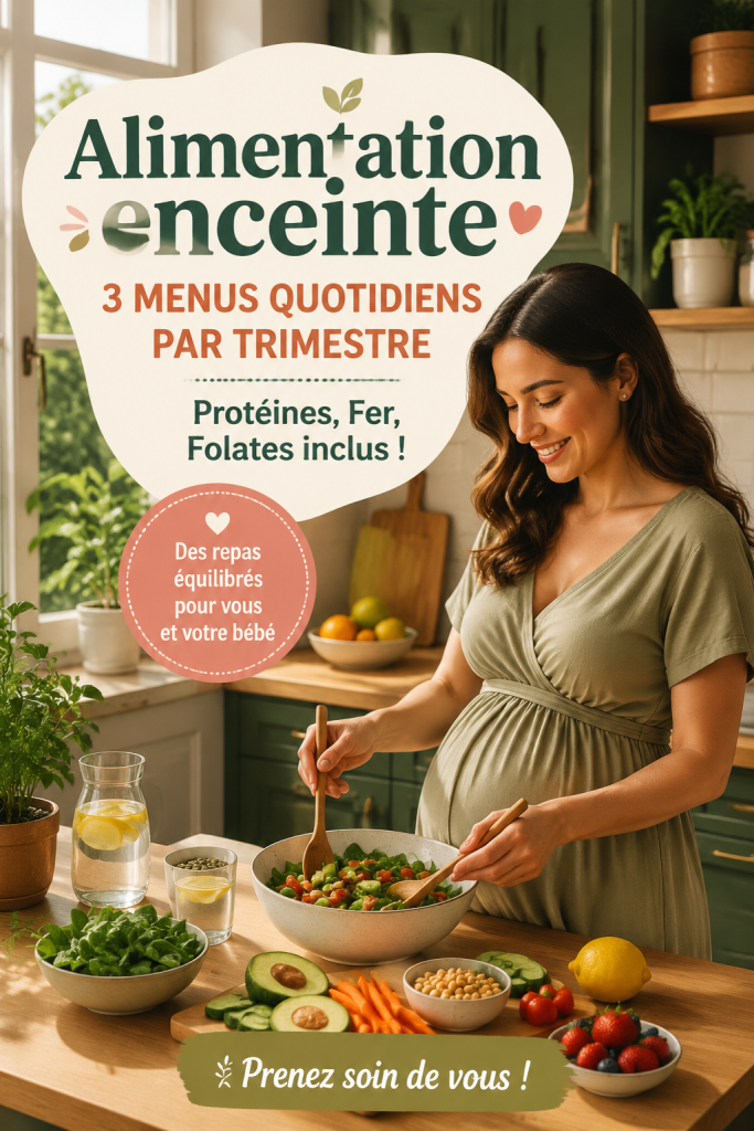 Menus équilibrés pour femmes enceintes comprenant protéines, fer et folates