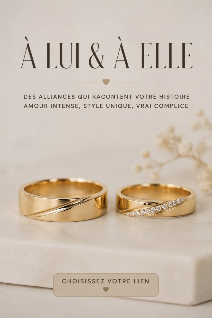 Deux alliances élégantes posées sur un lit, symbolisant l'amour et l'union.