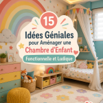 Chambre d'enfant colorée et fonctionnelle avec des meubles adaptés et des zones de jeu.
