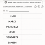 Une illustration des jours de la semaine en français sur un tableau