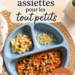 Sélection d'assiettes colorées adaptées aux tout-petits sur une table