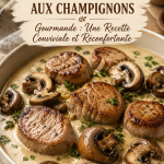 Blanquette de filet mignon de porc aux champignons, servie dans un plat convivial.