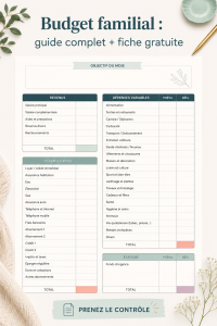 Illustration d'une femme utilisant une fiche de budget familial pour organiser ses finances