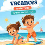 Cahier de vacances coloré pour préparer les enfants au CP, avec des activités ludiques.