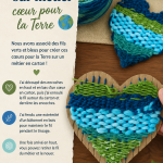 Cœurs tissés colorés en laine pour la Journée de la Terre sur un fond lumineux.