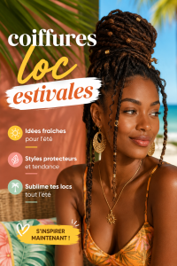 Coiffure estivale élégante pour femme active avec des cheveux relevés.